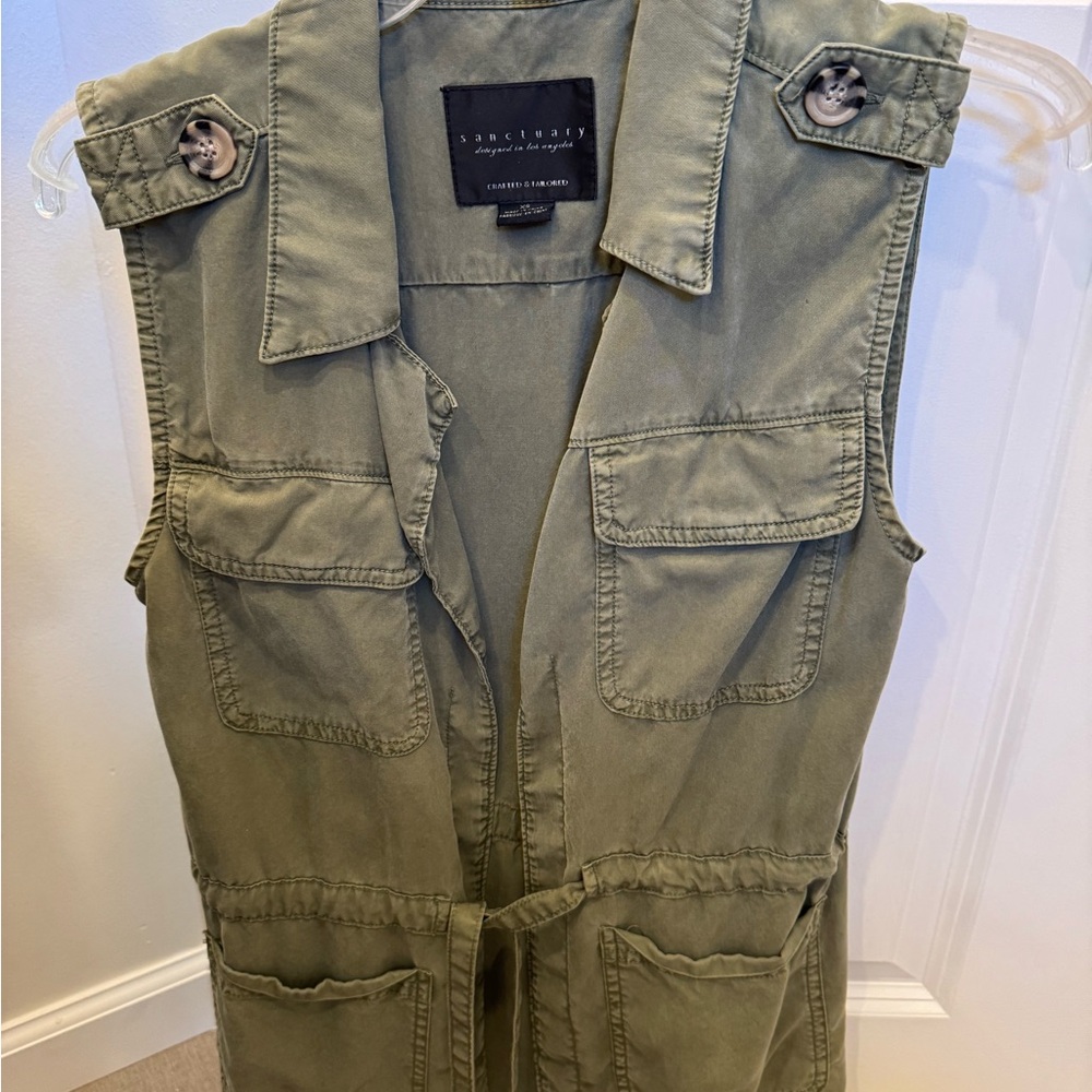 Sanctuary Green Open Front, 
Sleeveless Utility Military Vest/Jacket Size XS